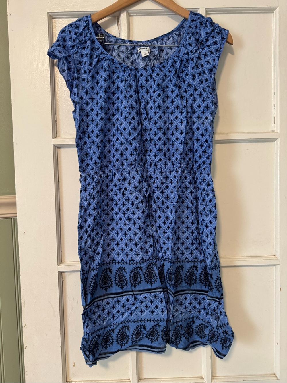 Old Navy Blue Printed Cap-Sleeve Dress